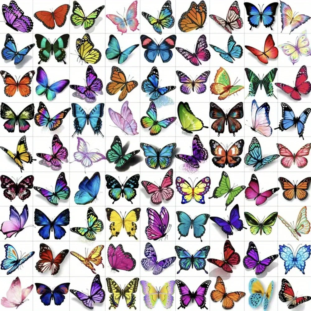 81 Sheets Colorful Butterfly Temporary Tattoos Suitable for Women Watercolor 3D Butterfly Long Lasting Temporary Tattoo Stickers
