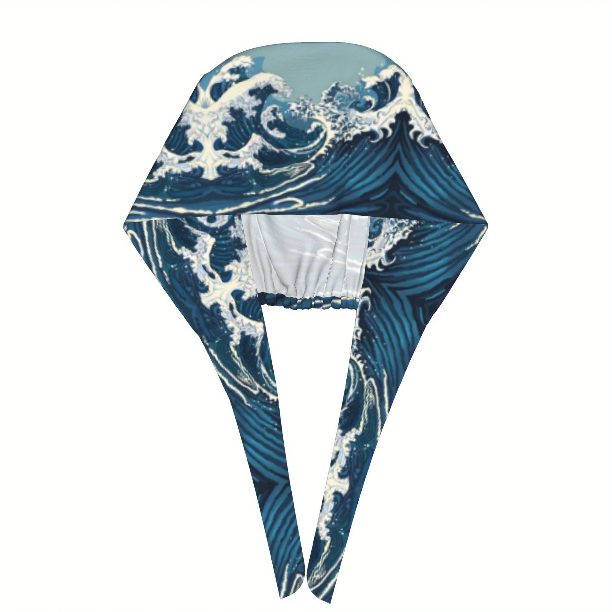 Japanese Great Wave Print Scrub Cap Kanagawa Ukiyo-e Pattern Hat Adjustable Medical Work Cap for Nurses Healthcare