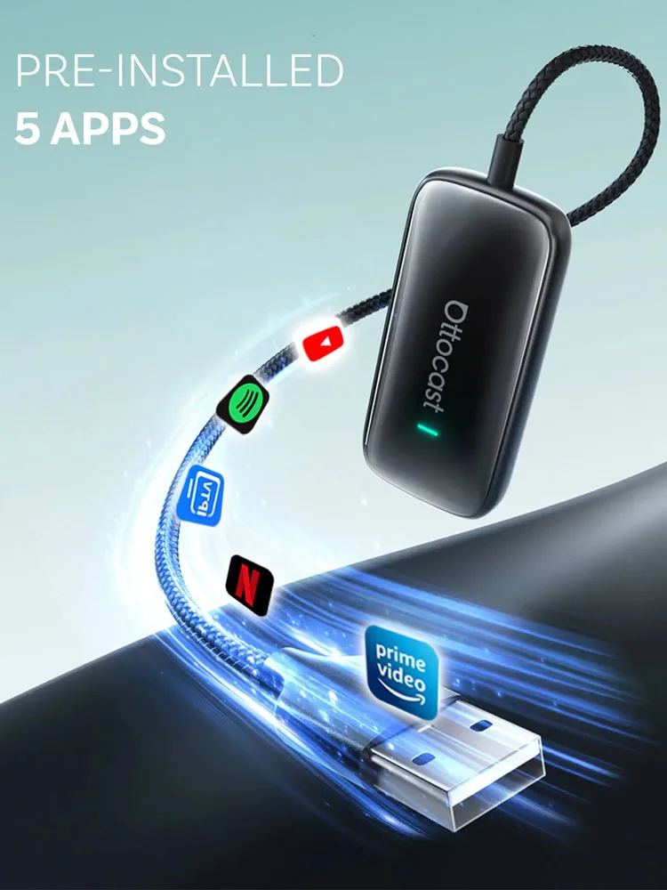 Ottocast Play2Video Ultra Ai Box Draadloze CarPlay Android Auto Adapter Ingebouwde YouTube Netflix IPTV voor auto met bekabelde Carplay - afbeelding 2