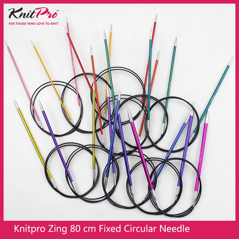 1 pezzo Knitpro Zing 80 cm ferri da maglia circolari fissi ferri circolari in alluminio colorato