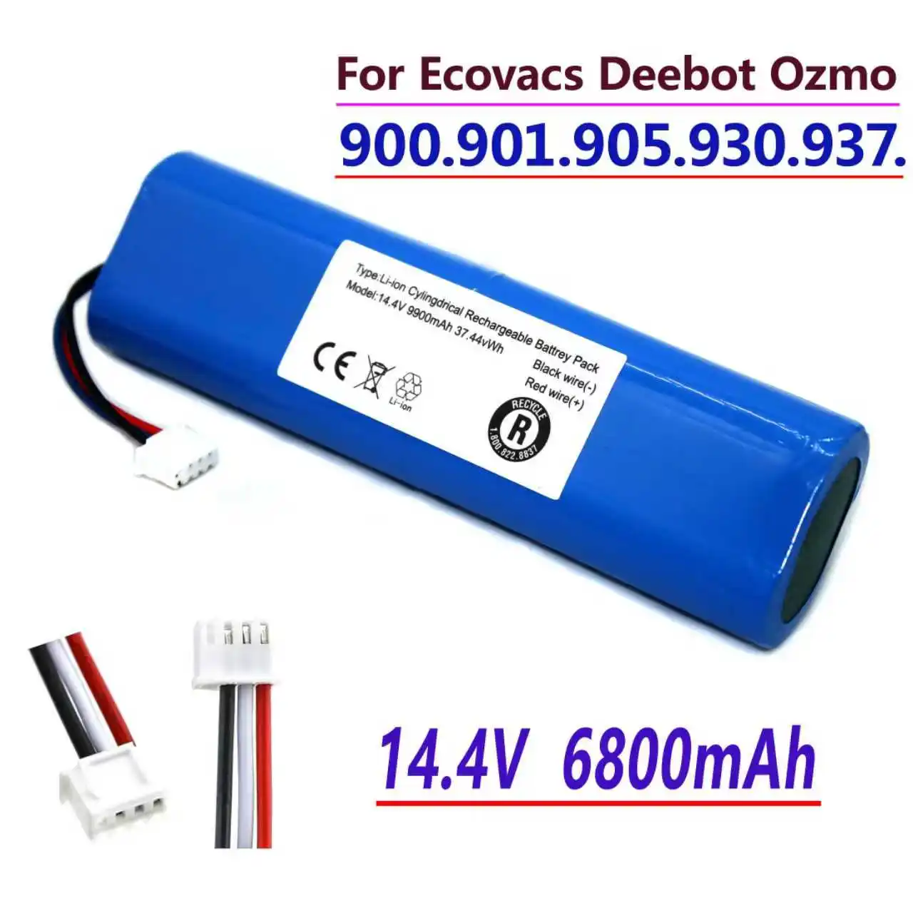 

100%.Original.Batería.Para.Robot.aspirador Ecovacs.Deebot.Ozmo.14,4V.6800mAh.900,901, 905,930,937.novedad.