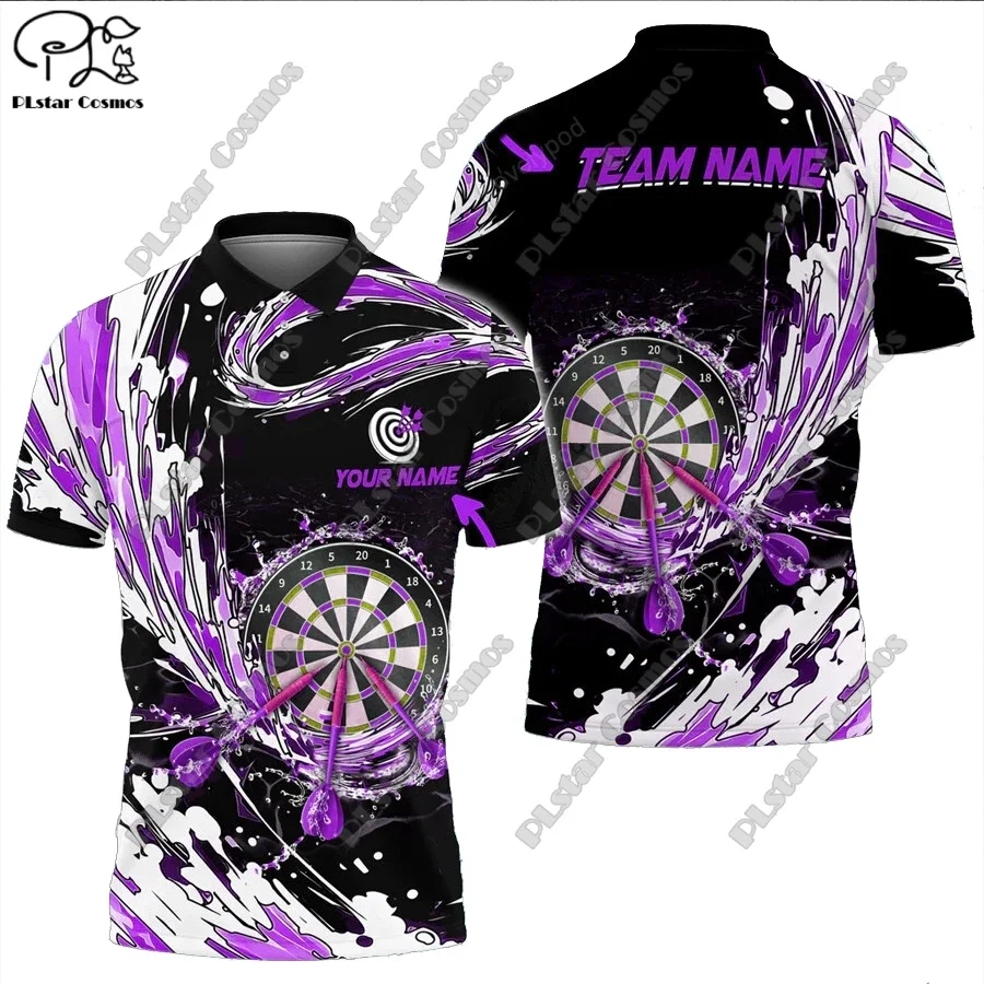 

New personalized 3D printed dart throwing colorful flame pattern POLO shirt T-shirt unisex casual team throwing sports series F5