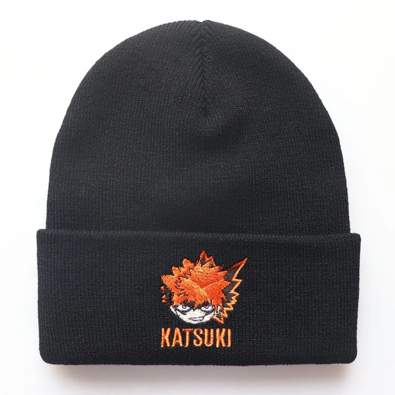 Unisex Anime My Hero Academia Midoriya Izuku Katsuki Shoto Cosplay Beanie Cap Warm Winter Hats Knitted Cap Embroidery Hat