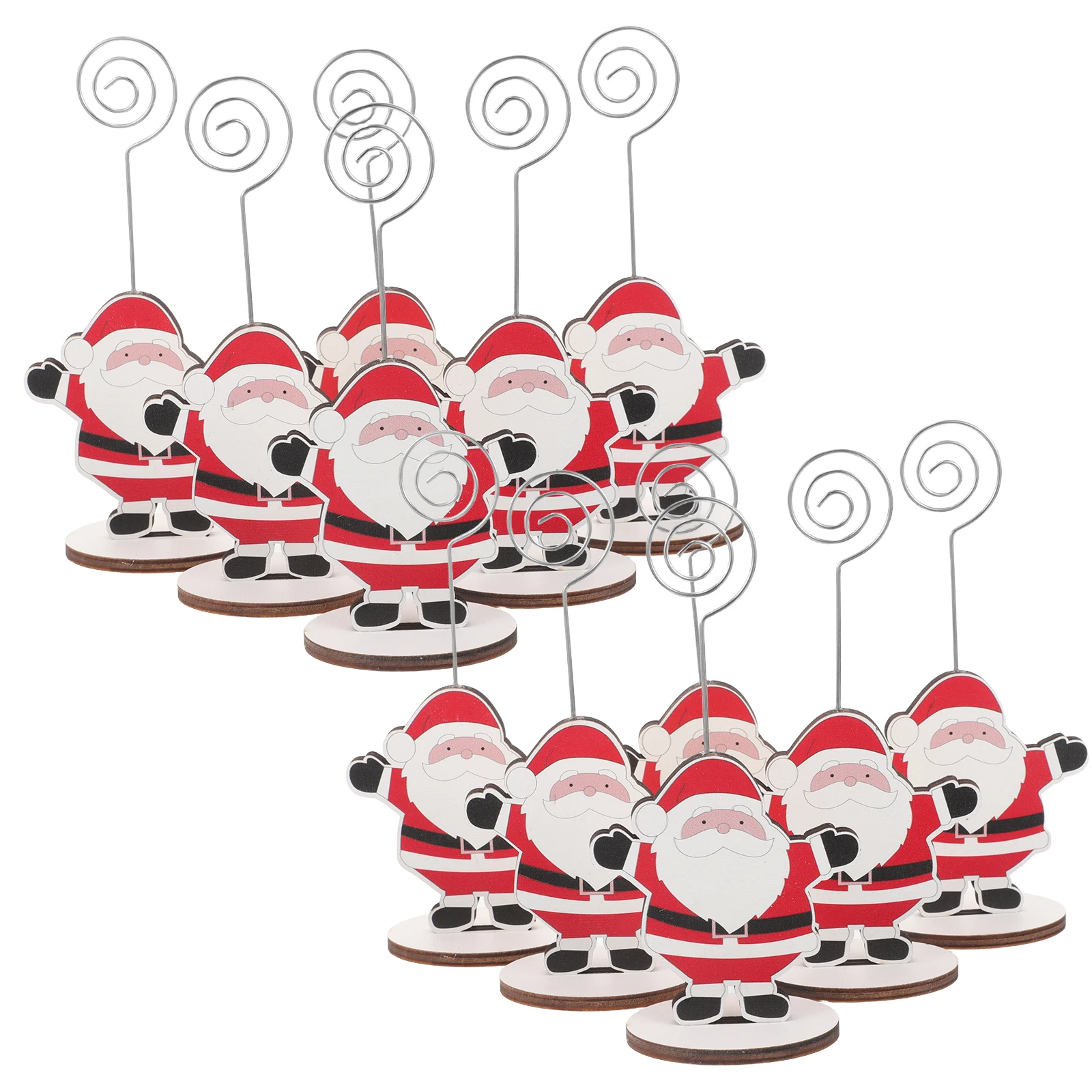 

12 Pcs Christmas Note Holder Desktop nament Xmas Photo Clip Message Folder Card Bamboo Flat Base Holiday Decor