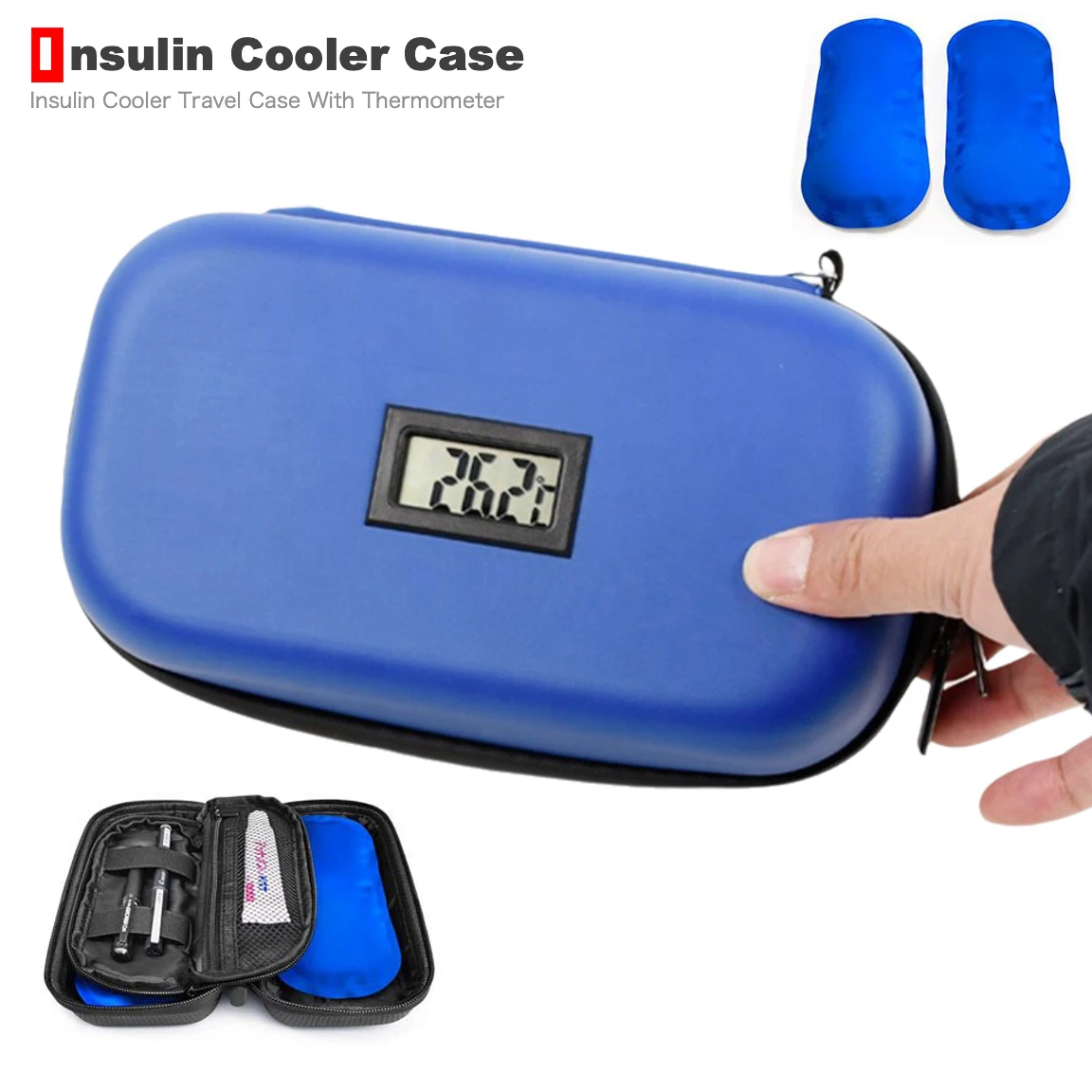 

Insulin Cooler Medicine Pill's Box W/ Temperature Display for Insulin Travel Case Diabetes Degree Cels Refrigerated Storage Bag