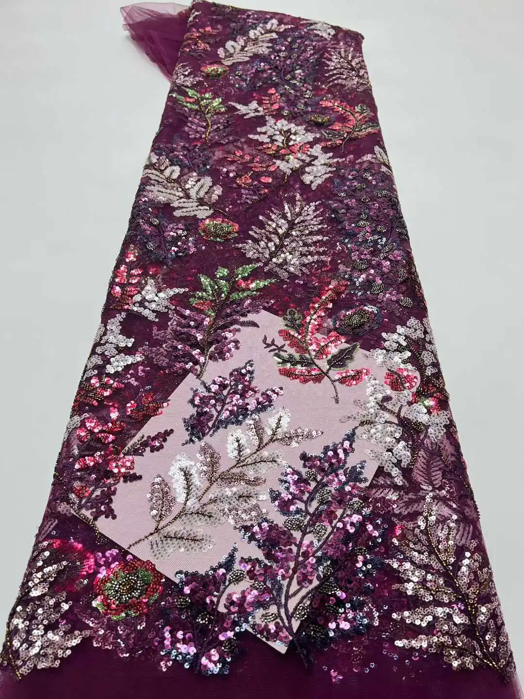 

Luxury African Lace Fabric 2026 High Quality French Sequins Embroidered Lace Fabric For Nigerian Beaded Party Dress