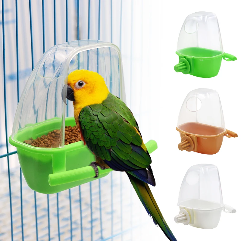 Bird Feeder Cups Parrot Bird Cage Feeder Bowl Plastic Hanging Food Container Bowl For Bird Indoor Outdoor Bird Accessories 1Pcs