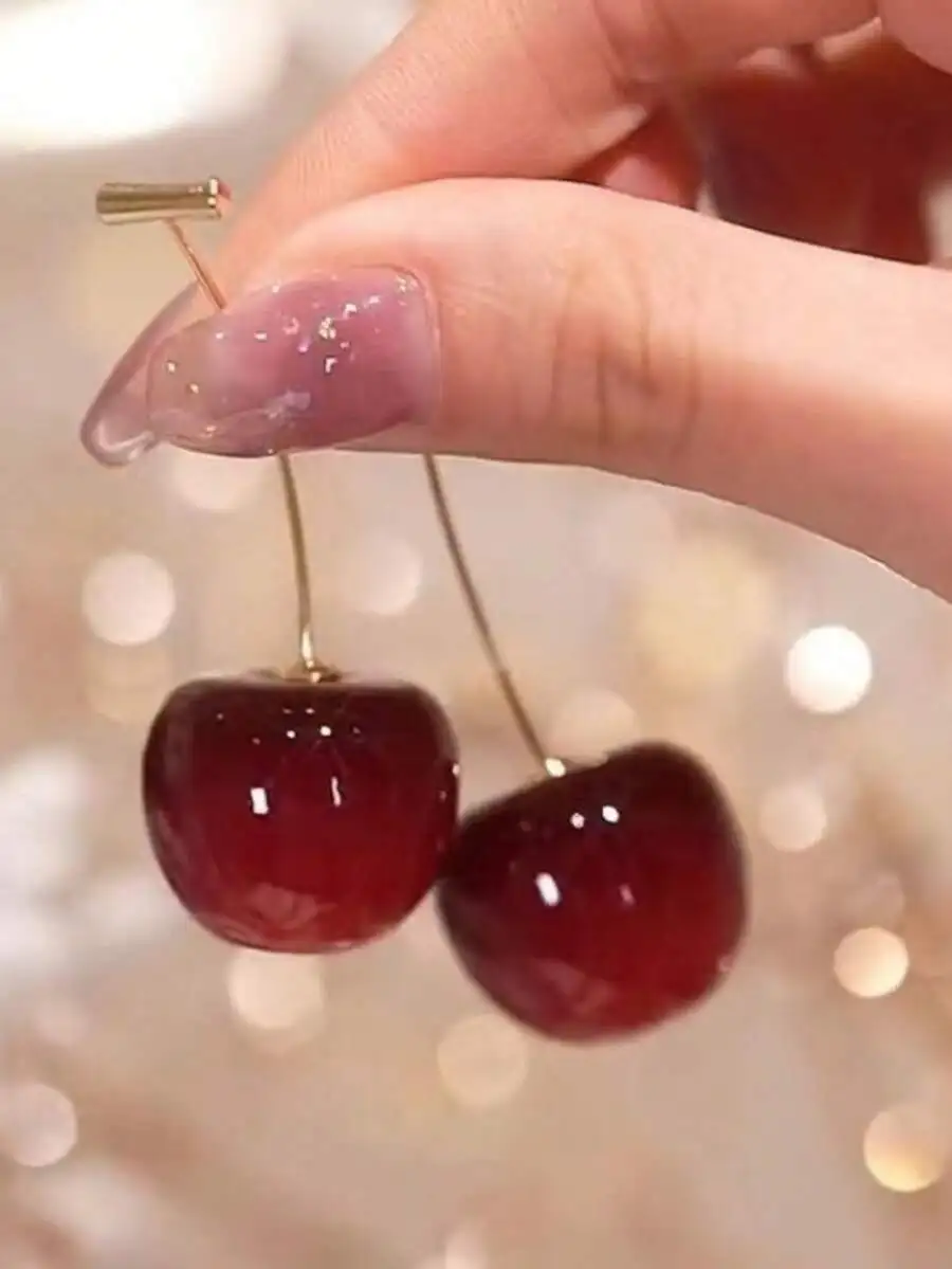 Cherry Earrings With High-End Elegant Niche Design Dried Flower Fruit Ear Pendant, Sweet Fresh For Women, Early Autumn