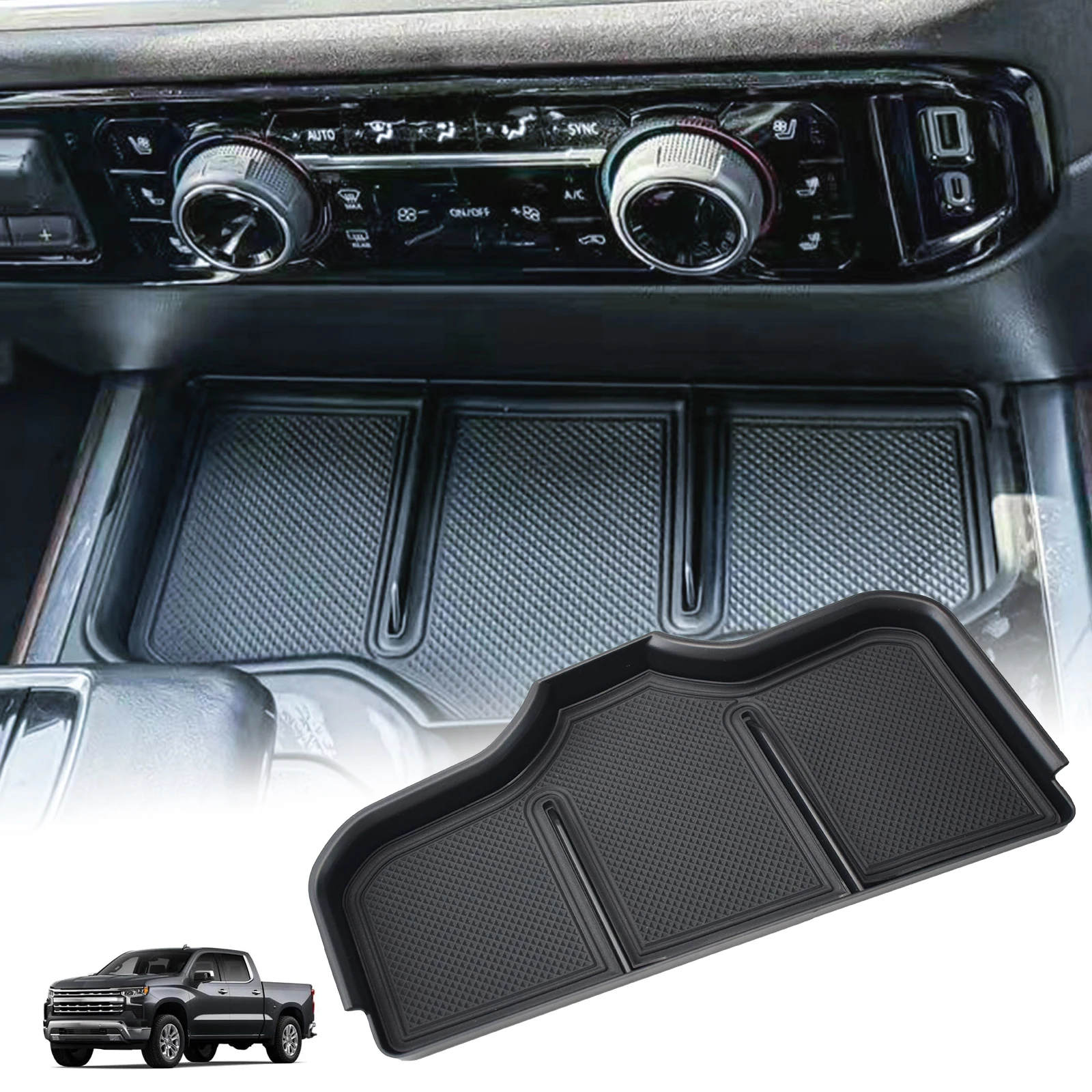 

Center Middle Console Organizer Tray For 2025 2024 2023 Chevrolet Silverado 1500 & GMC Sierra 1500 Armrest Storage Accessories