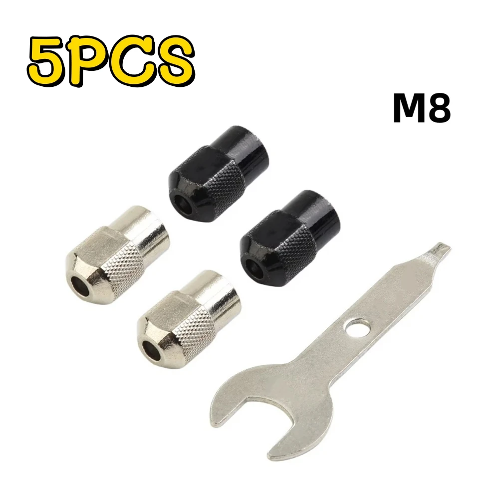 5-Piece Set of M8X0.75Mm Drill Chucks, with Rotating Tool Attachments, Zinc Alloy Nuts, Mold Parts Suitable for Home DIY Woodworking Tools