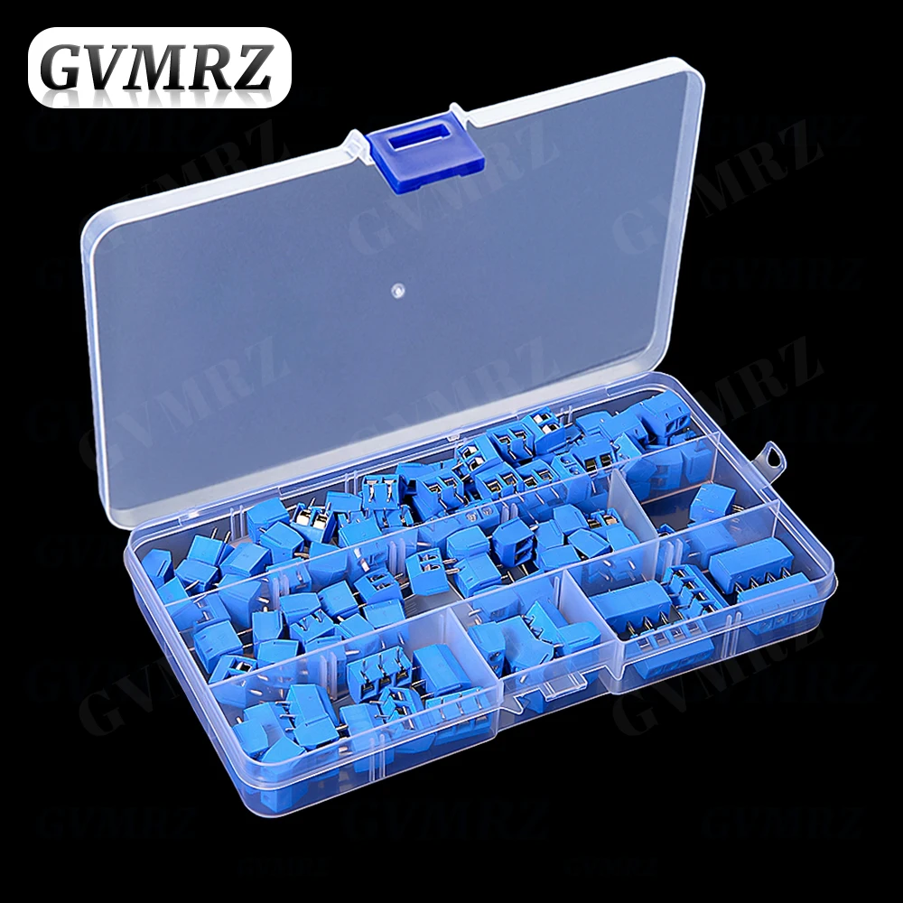 100PCS PCB Screw Terminal Block Connector KF301 Pitch 5.0MM 2P 3P 4P Splicable Kit Box KF301-2 Blue KF301-2P KF301-3P KF-301