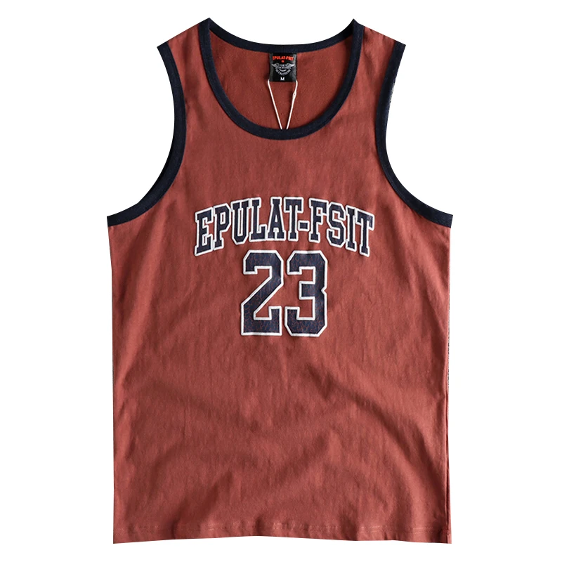 Summer New American Retro Sleeveless O-neck Letter Printed T-shirt Men\'s Fashion 100% Cotton Washed Old Casual Sports Vest Tops