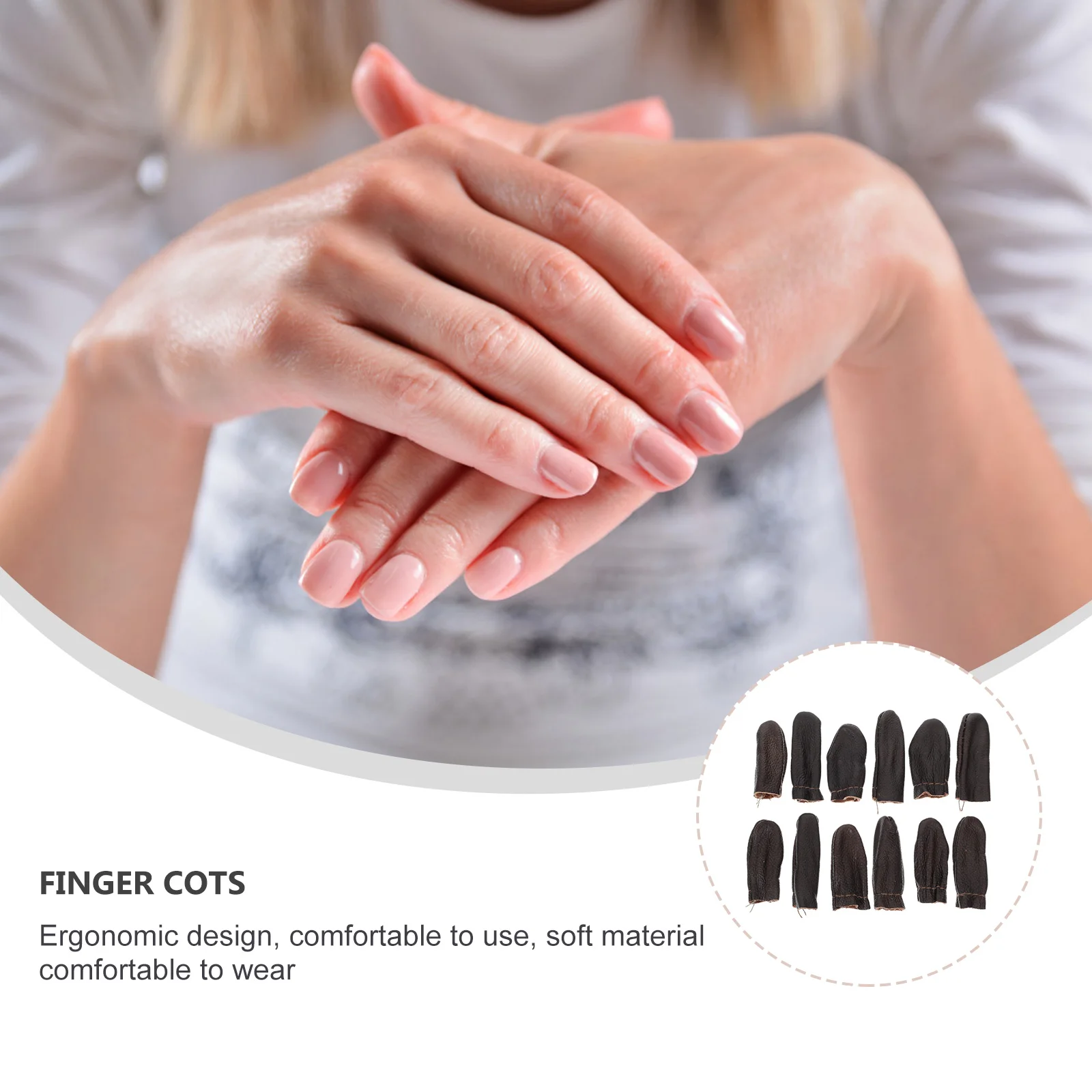 

12Pcs Genuine Cowhide Thimble Comfortable Ergonomic Finger Sleeves for Sewing Needlework Crafting Needle Felt Protection Sewing