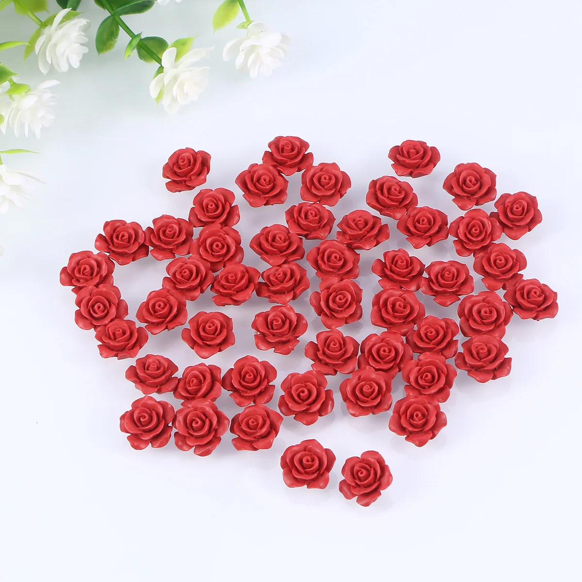 

50 шт., декор в виде розы ручной работы, 15 мм, украшения для самостоятельного изготовления ювелирных изделий, аксессуары для рукоделия, ожерелье, браслет, серьги, бусины в виде розы