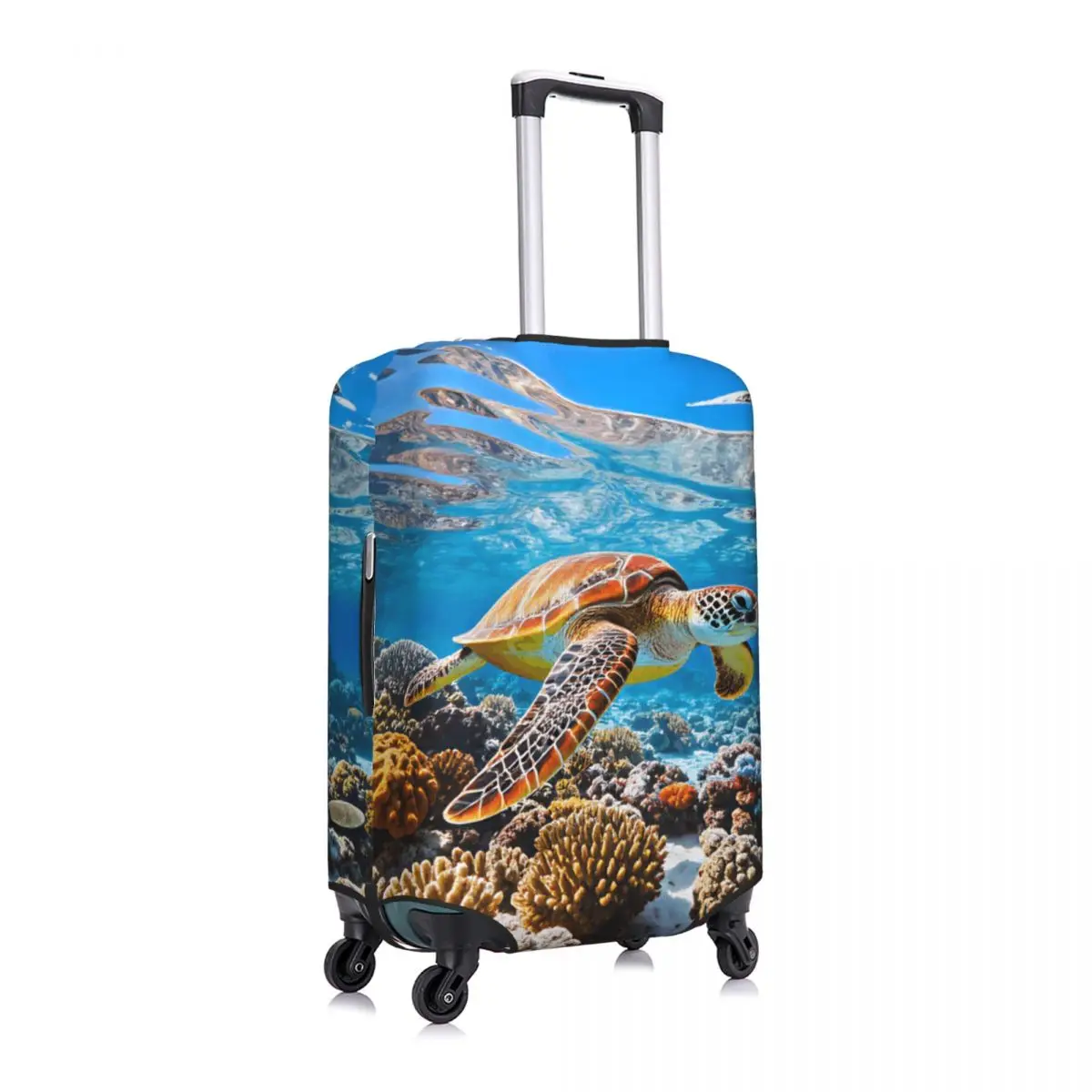 Custom Sky Reflection Coral Sea Turtle Print Luggage Cover Protector Dust Proof Travel Suitcase Covers