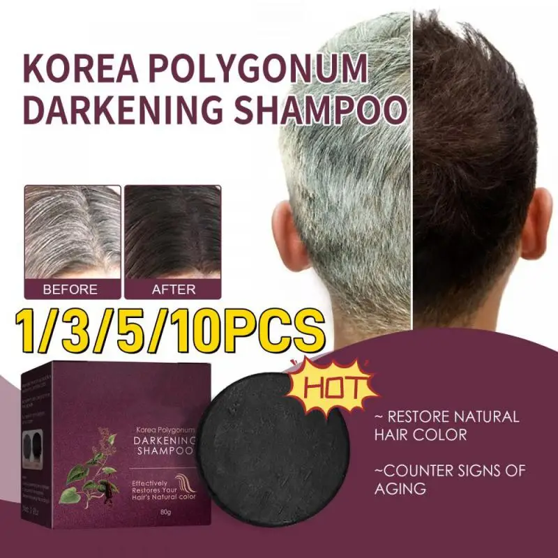 Jabón para oscurecer el cabello, barra de champú, acondicionador, tratamiento hidratante, tinte coreano de bambú gris, cosméticos, Color de reparación de cabello blanco