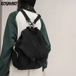 Y2k Students Grunge Simple Solid Backpack Preppy Vintage Fashion Casual Schoolbags All Match Trendy Streetwear Backpacks Korean