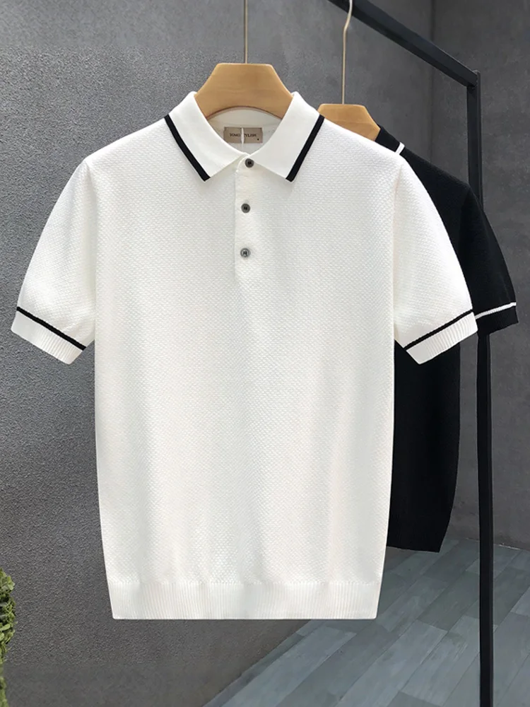 

Design Sle Ice Silk Thin irt Трикотажная повседневная футболка f Sve Summer Faion Urban Menswear Stand Fit ort Sve