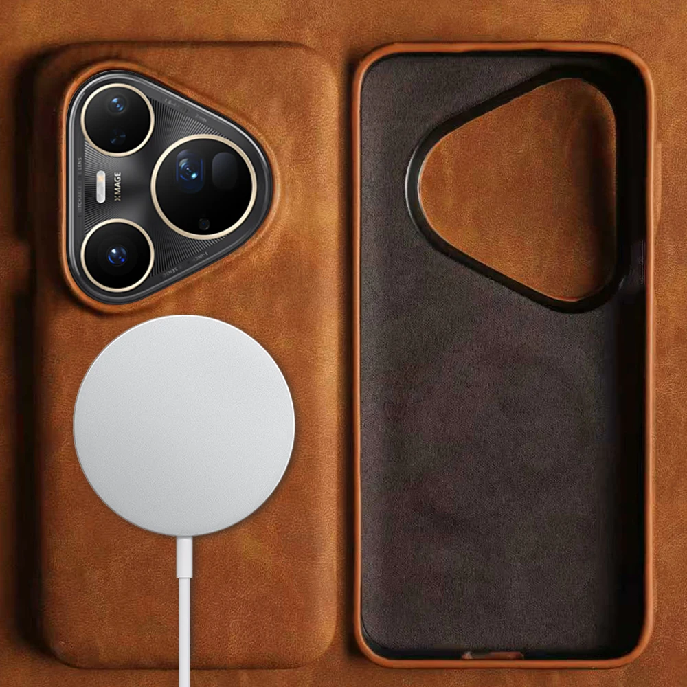 For Magsafe Premium Leather Case For Huawei Pura 80 Ultra 90 Pro Max 70 Pro Plus Mate 80 Pro Max 60 70 Phone Case Back Cover Bag