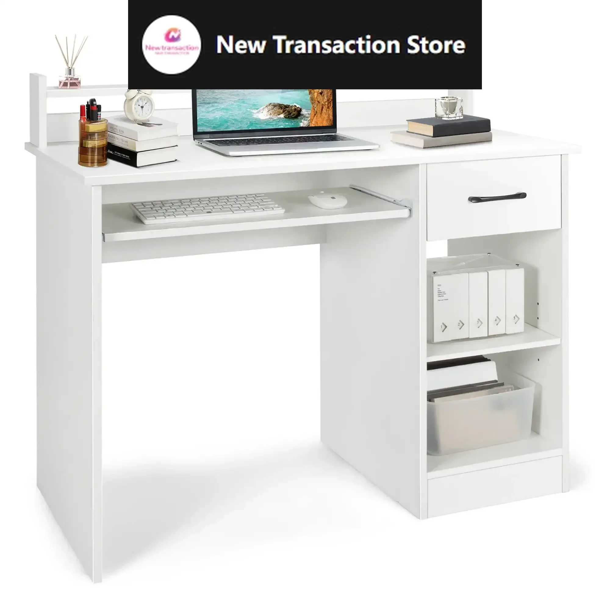 

22" Wide Computer Desk Writing Study Laptop Table w/ Drawer & Keyboard Tray White