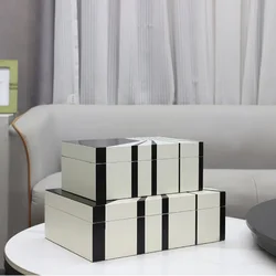 Nordic Creative Black and White Striped Lacquer Jewelry Box Dressing Table Home Desktop Organizer Box Foyer Key Box