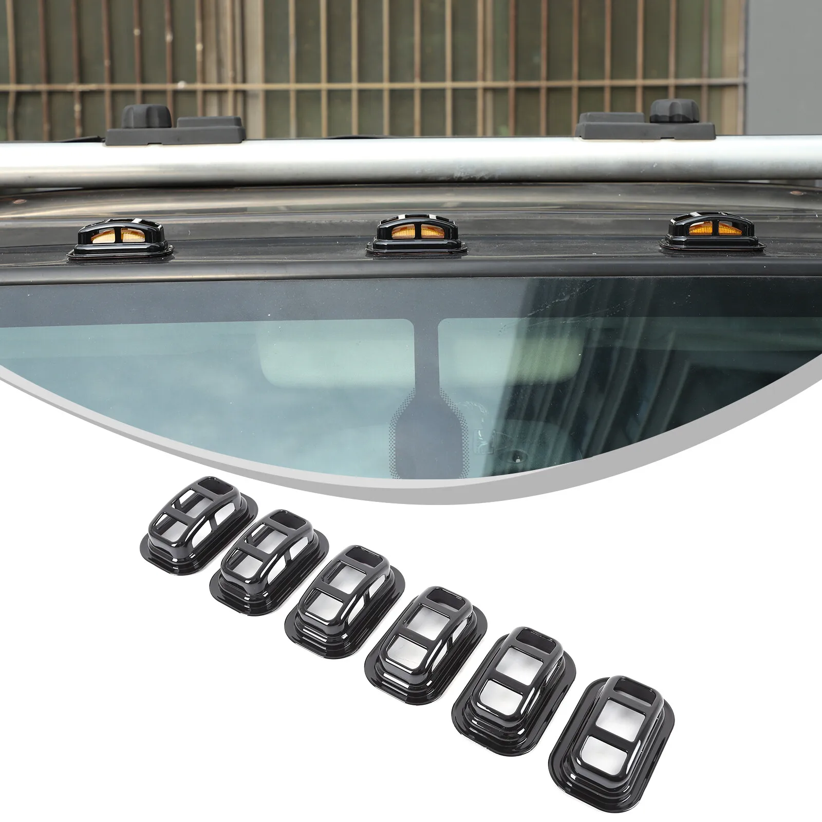 6 قطعة ABS لامع أسود سقف السيارة الخارجي غطاء خفيف ل هامر H2 SUV SUT 2003-2009 مصباح السقف حماية اكسسوارات الكسوة