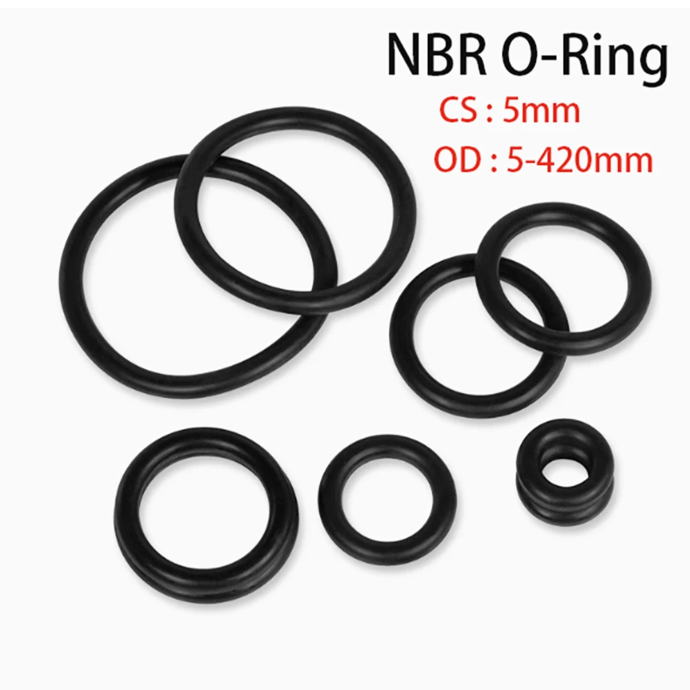 

CS 5mm Wire Diameter Black NBR Rubber O-Ring Gaskets OD 5-420mm O Rings Oil Resistant Acid & Alkali/High Temperature Resistant