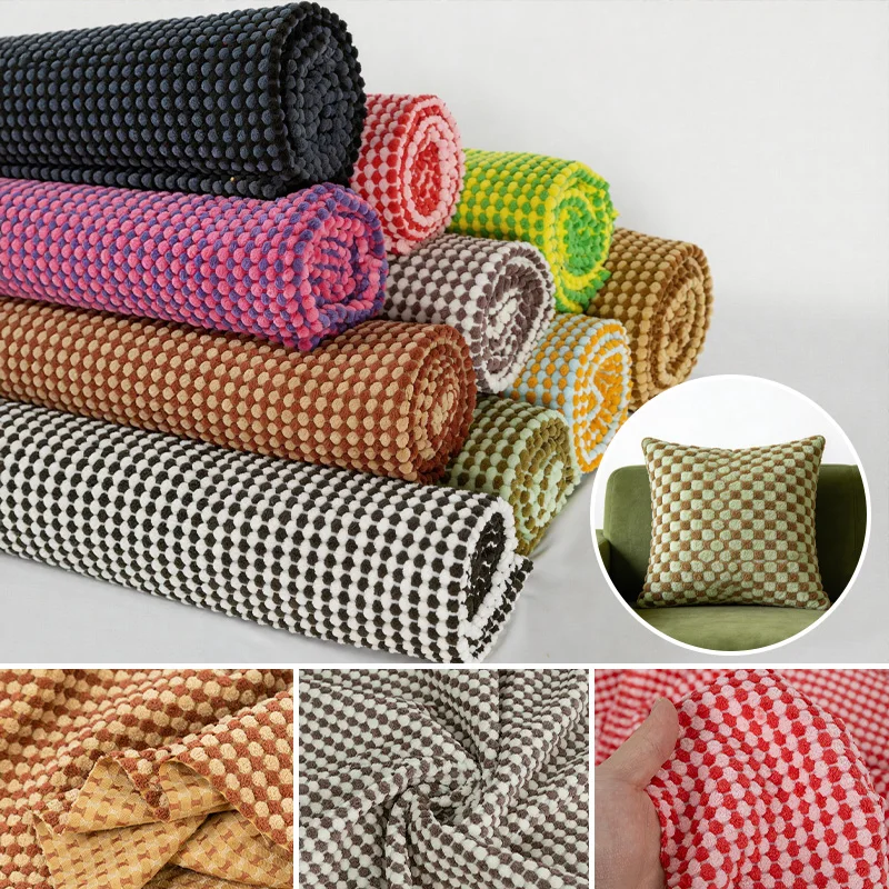 

Thick Plush Double Color Polyester Plaid Fabric for Diy Sewing Coat Scarf Gloves Shoes Hats Bags Clothing Designer Fabrics Cloth