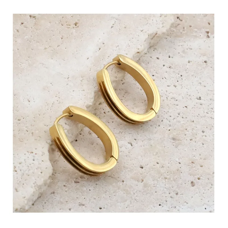 

Special for French Minimalist Gold Stainless Steel Ear Buckle Earrings Geometric Oval Ear Jewelry High-end Niche