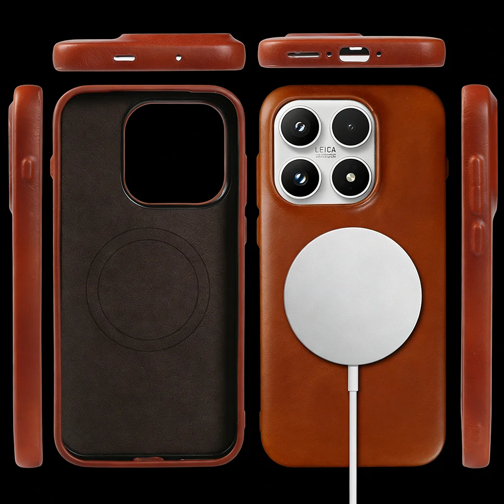 

Magnetic Genuine Leather Case For Xiaomi 17 Pro Max 12T 13T 14T 15T 15 Pro Ultra 11 lite Phone Case For Magsafe Back Cover Coque