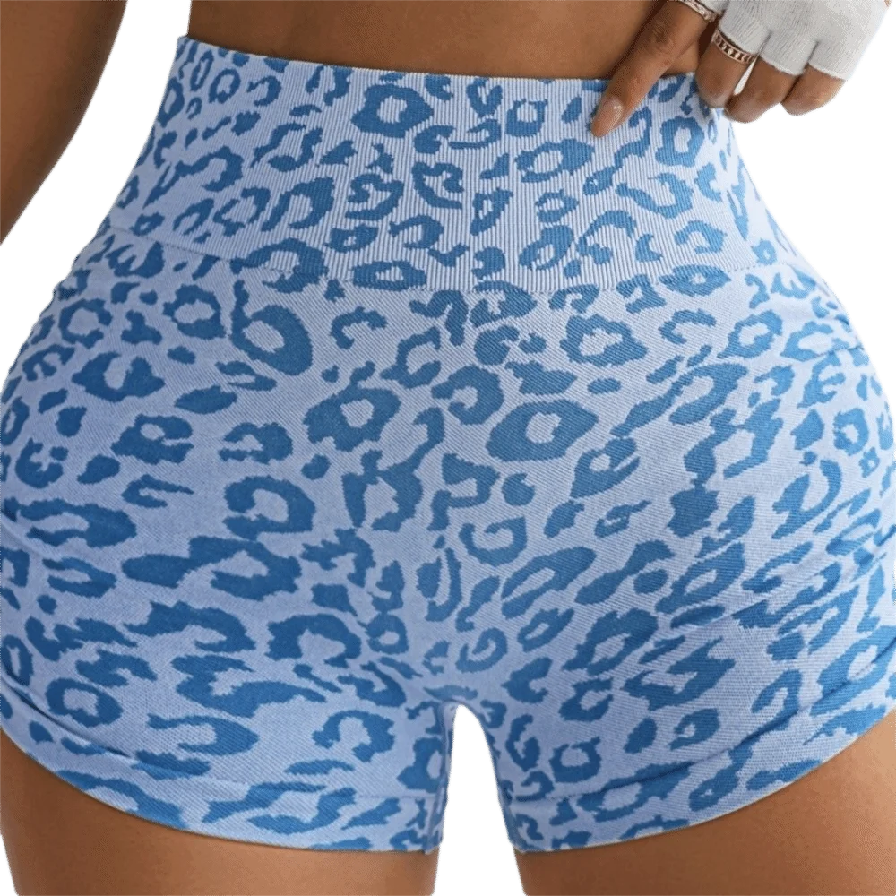 Pilates Yoga Oxford - Celana Pendek Olahraga Motif Leopard Pinggang
