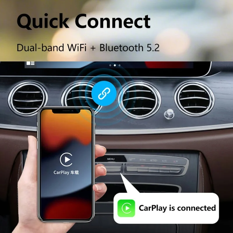 Nouvel adaptateur 2 en 1 Mini boîtier CarPlay filaire vers sans fil CarPlay et Android Auto Bluetooth WiFi connecter Plug & Play pour voitures d'origine