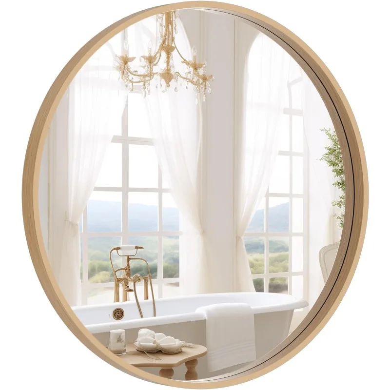 

Round Wood Mirror 24 inch Circle Wall Mirror for Bathroom Round Wall Mirror for Wall Decor, Vanity, Entryway Living Room