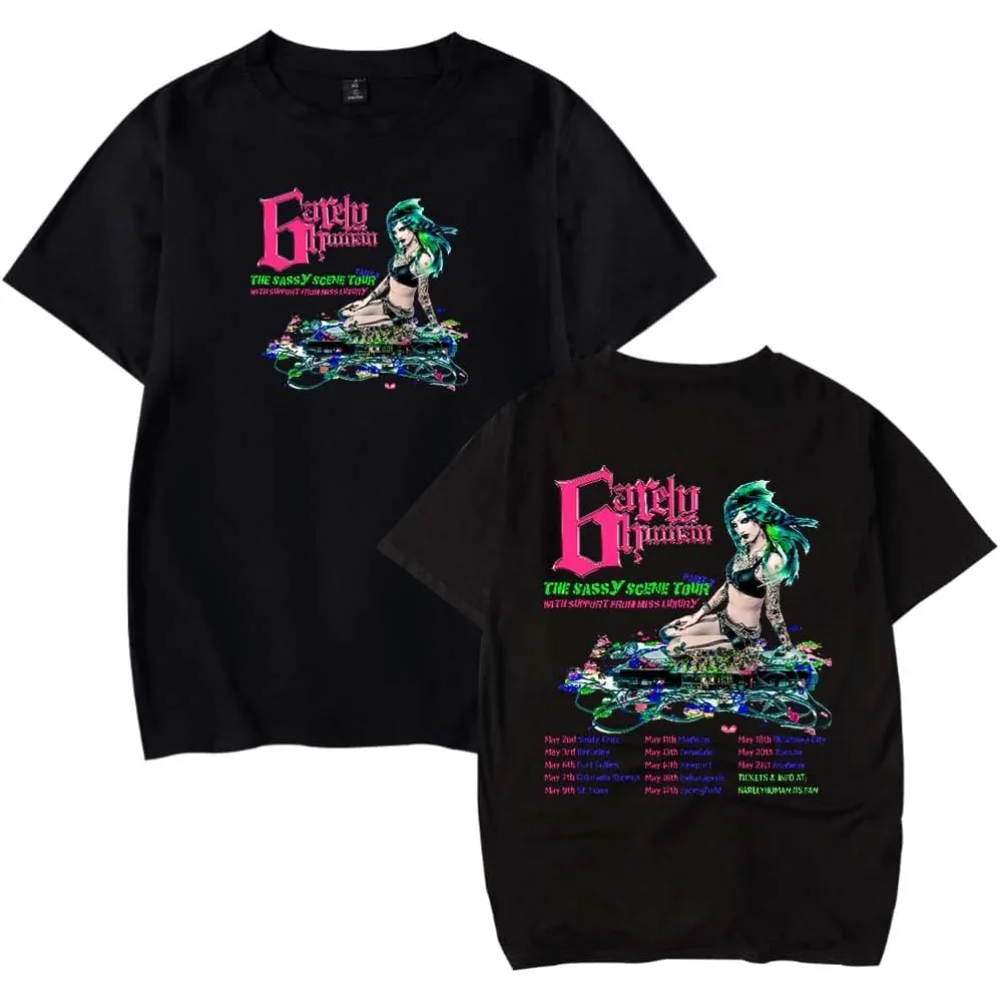 

6arelyhuman The Sassy Scene Tour 2025 Short Sleeve Merch Tee Women Men Crewneck Fashion T-shirt Unisex Tops
