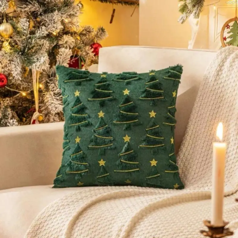 23GA Christmas Rabbits Hair Embroidery Decorative Pillowcase Home Decoration Item