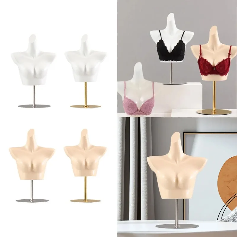 

Female Mannequin Torso Dummy with Metal Stand Model Prop Bra Mannequin for Countertop Retail Shop Live Broadcast Window Display