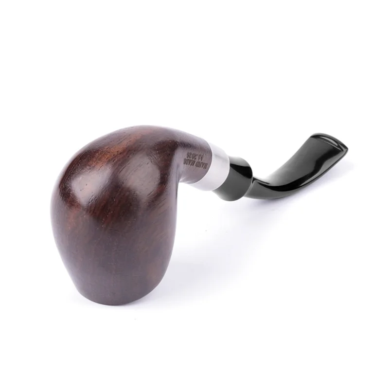 MUXIANG  Ebony Wooden Smoking Pipe with 9MM Filters Bent Saddle Stem Mouthpiece Tobacco Pipe 10  Pipe Cleaning Tools Kit ac0010