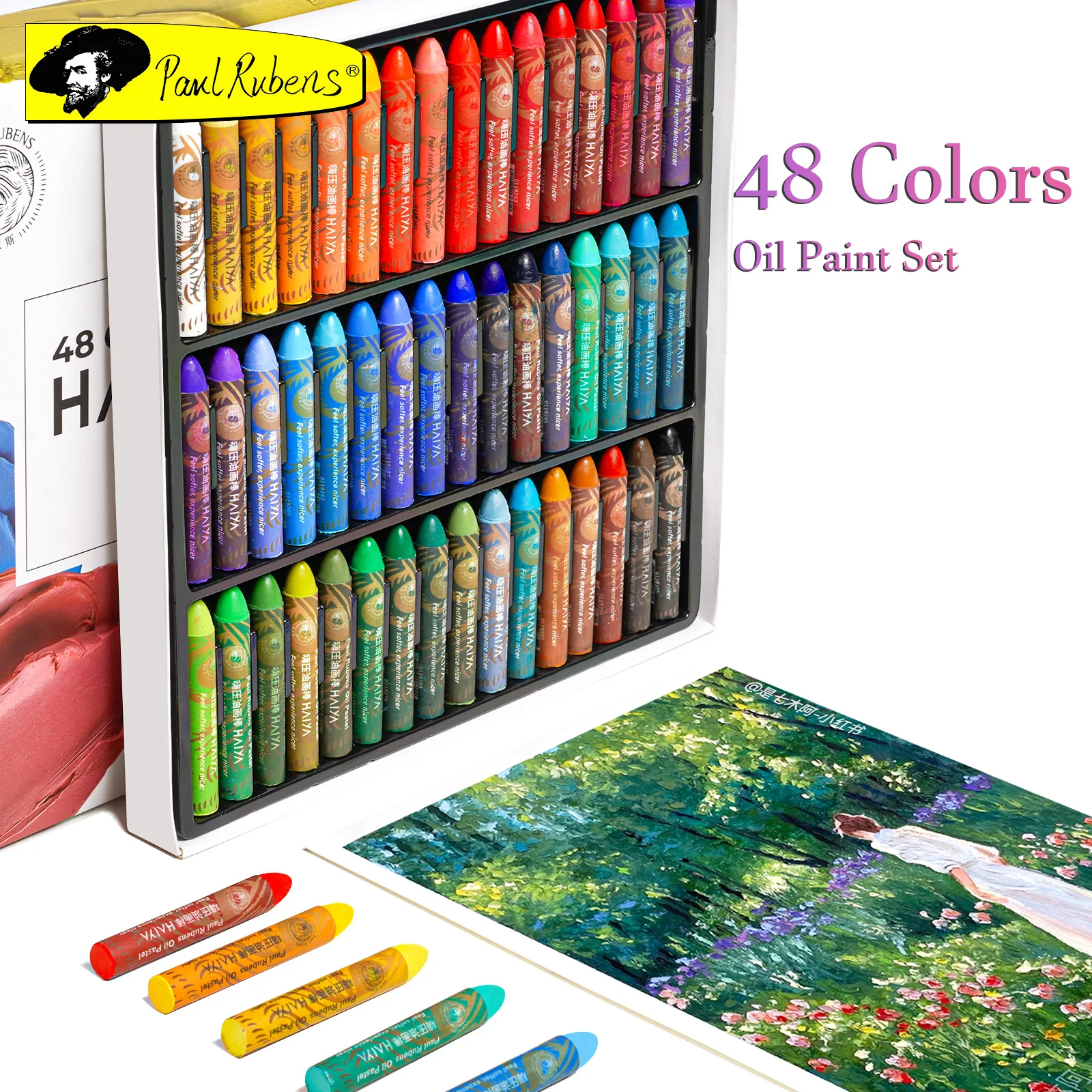 Paul Rubens 48 Colors Oil Pastel Chalk Set High Quality Non-Toxic Oil Paint Art Supplies Sutable for Artists Students Children