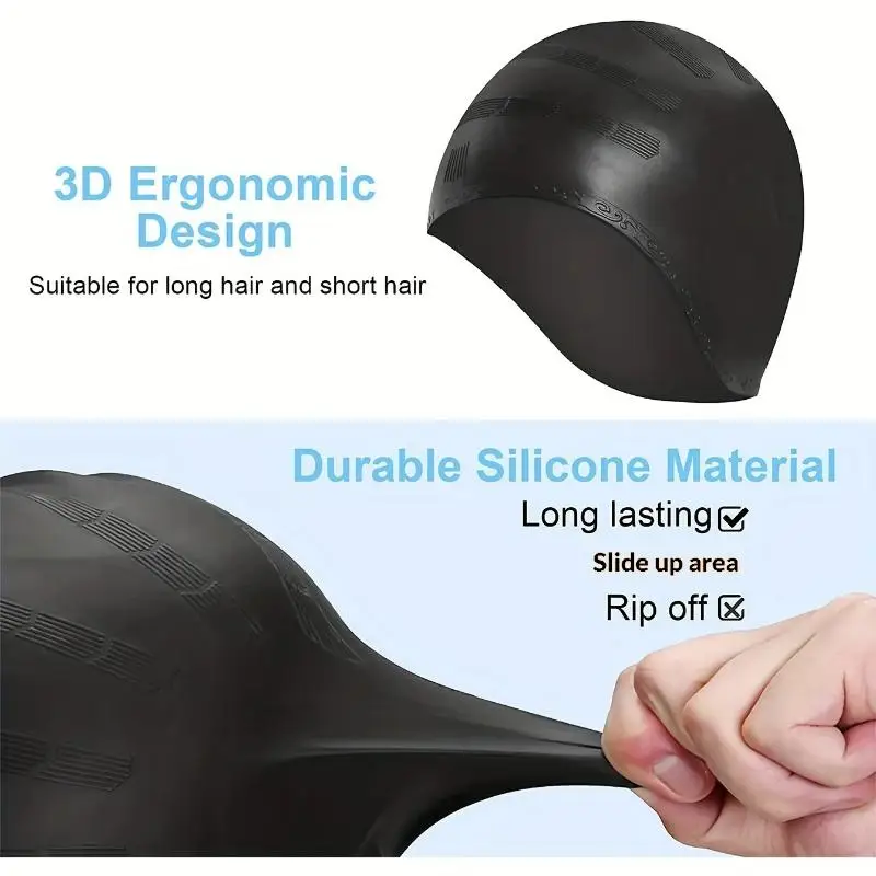 Waterproof Swimming Cap High Elasticity Ears Protection Large Silicone Diving Cap For Enhanced Comfort And Durability