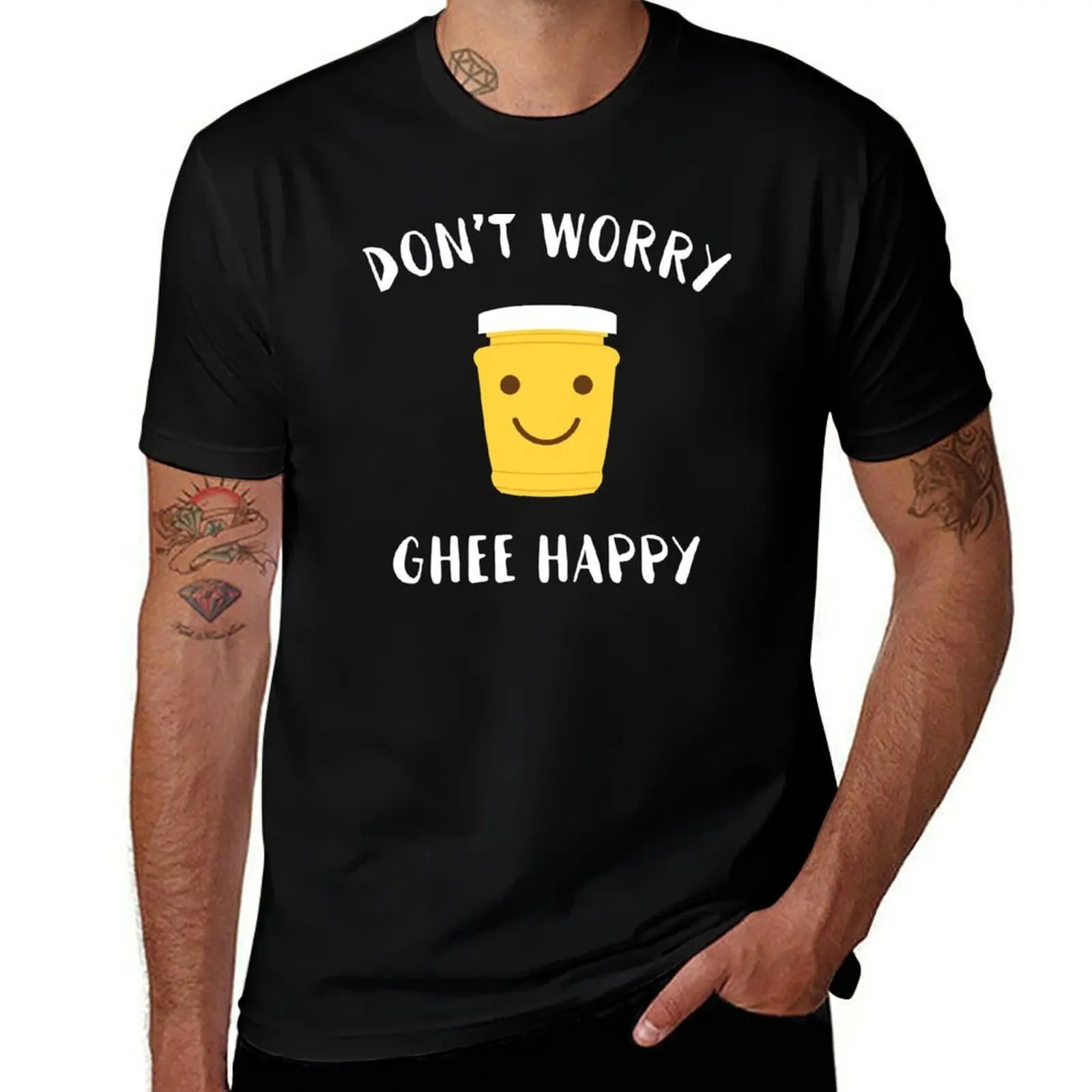 Desi Food - Ghee Happy T-Shirt Streetwear Print Tee Shirt