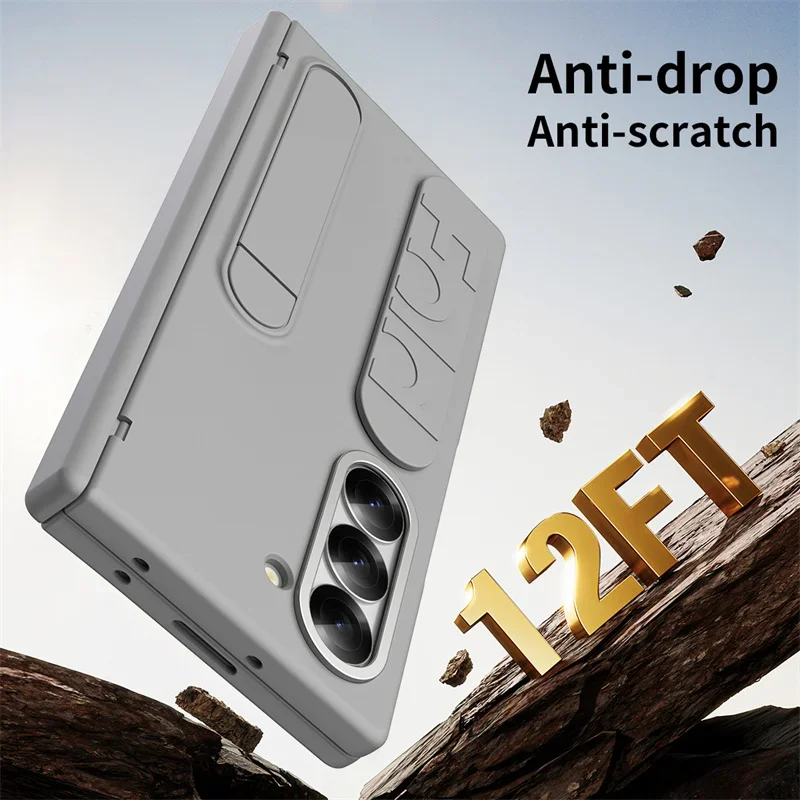 Samsung Galaxy Z Fold 7 6 5 3 4用ヒンジ接続ケース、タッチペンと内蔵スクリーンプロテクター付きリストバンド、インビジブルブラケット