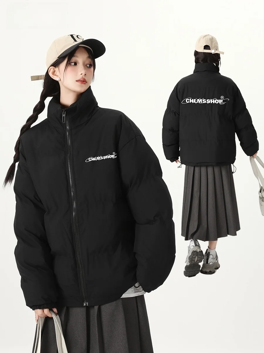 

Теплая хлопковая верхняя одежда Jaet, свободная уличная мужская ветрозащитная зимняя куртка, простая пригородная модная длинная свеча с принтом...