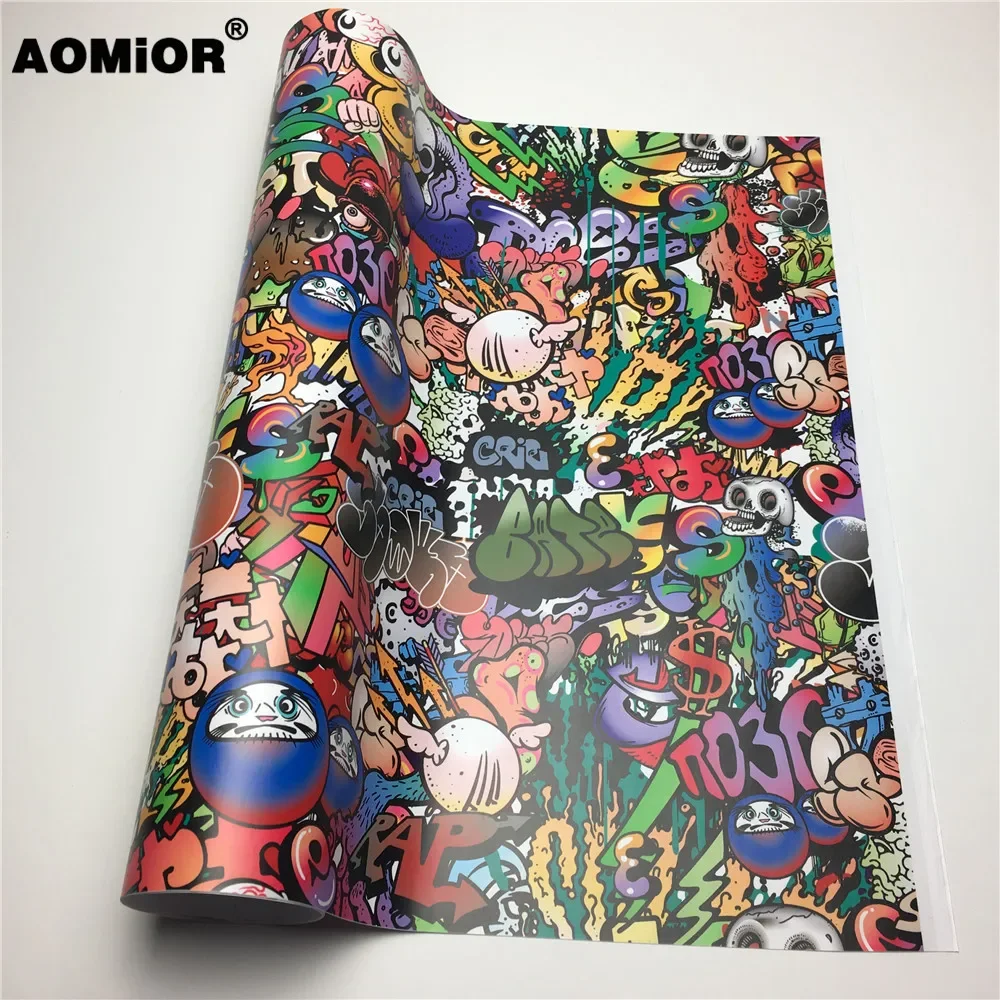 HD Cartoon Sticker Bomb Wrap Camo Vinyl Wrap Film Sticker Graffiti Bomb Car Sticker For Truck Hood Roof Motors