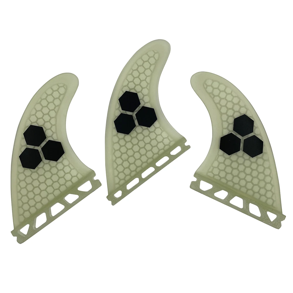 Tri Fin Set Enkele Tabs Vinnen S/M/L Surf Vinnen Surfplank Fin Oranje/Geel/Blauw/Grijs/Groen Met Zwart Logo Honingraat Glasvezel