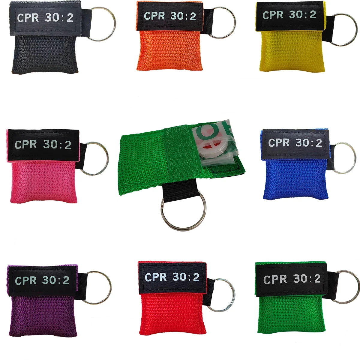 50 pcs Random 6 Color CPR 30:2  Resuscitator Mask Heart Recovery Emergency  First Aid Rescue Mask With Keychain Portable