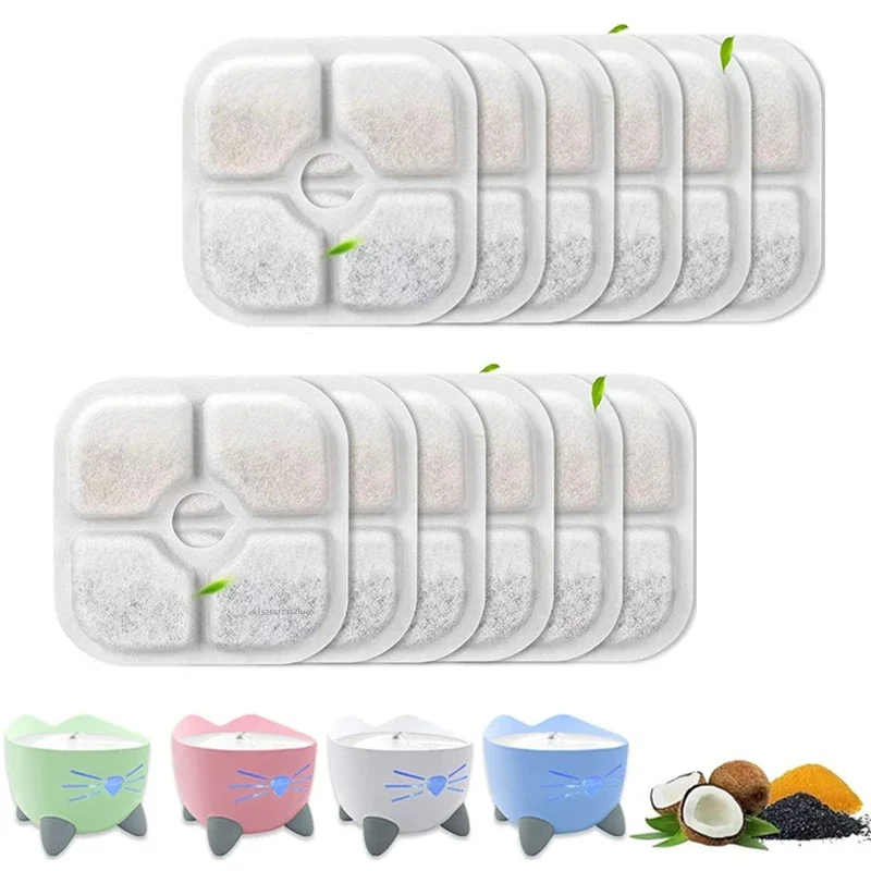 

6pcs/12pcs Pet Water Fountain Replacement Filters Cat Water Drinking Fountain Triple Filtration System for PIXI Water Dispenser