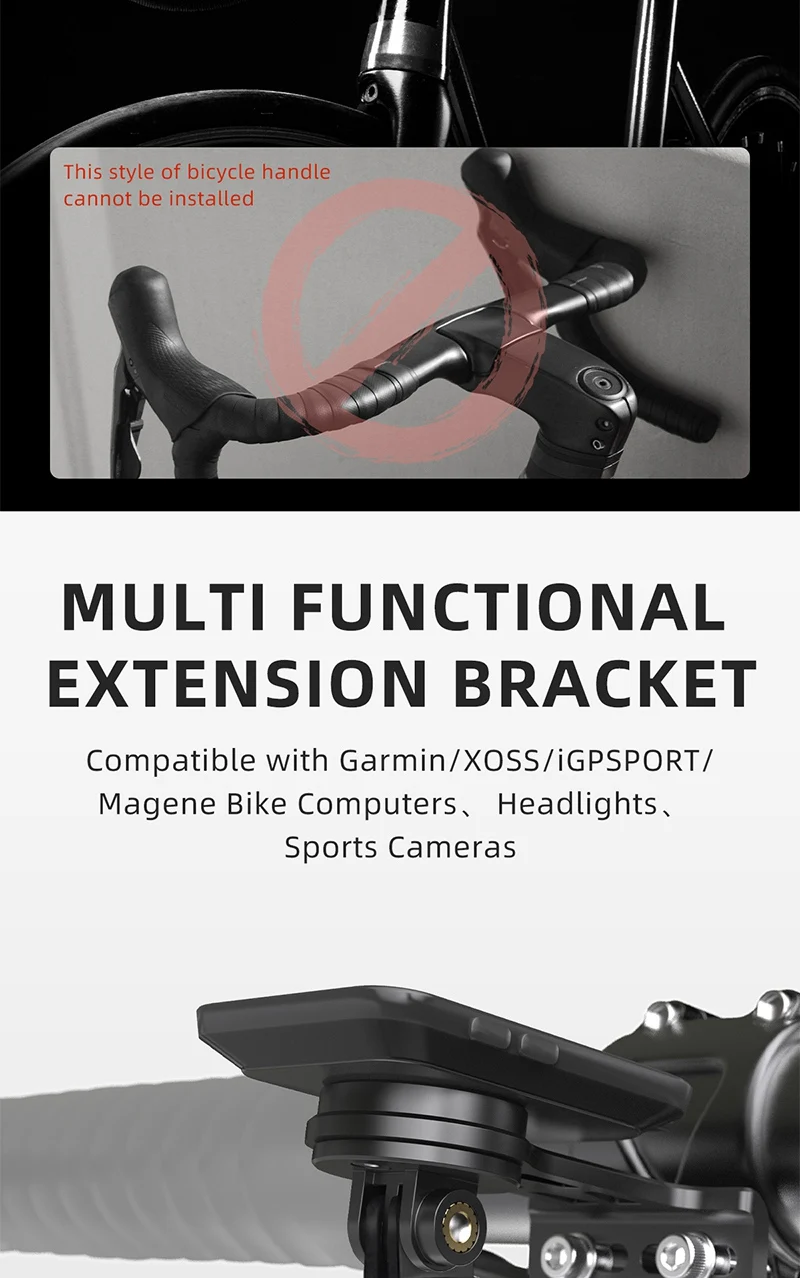 CYCLAMI Extended Out-Front Mount Fahrradlenkerhalterung für NiteRider Adapter Sport Action Kamera Garmin XOSS G+ IGSPORT RAVEMEN – Detail 7