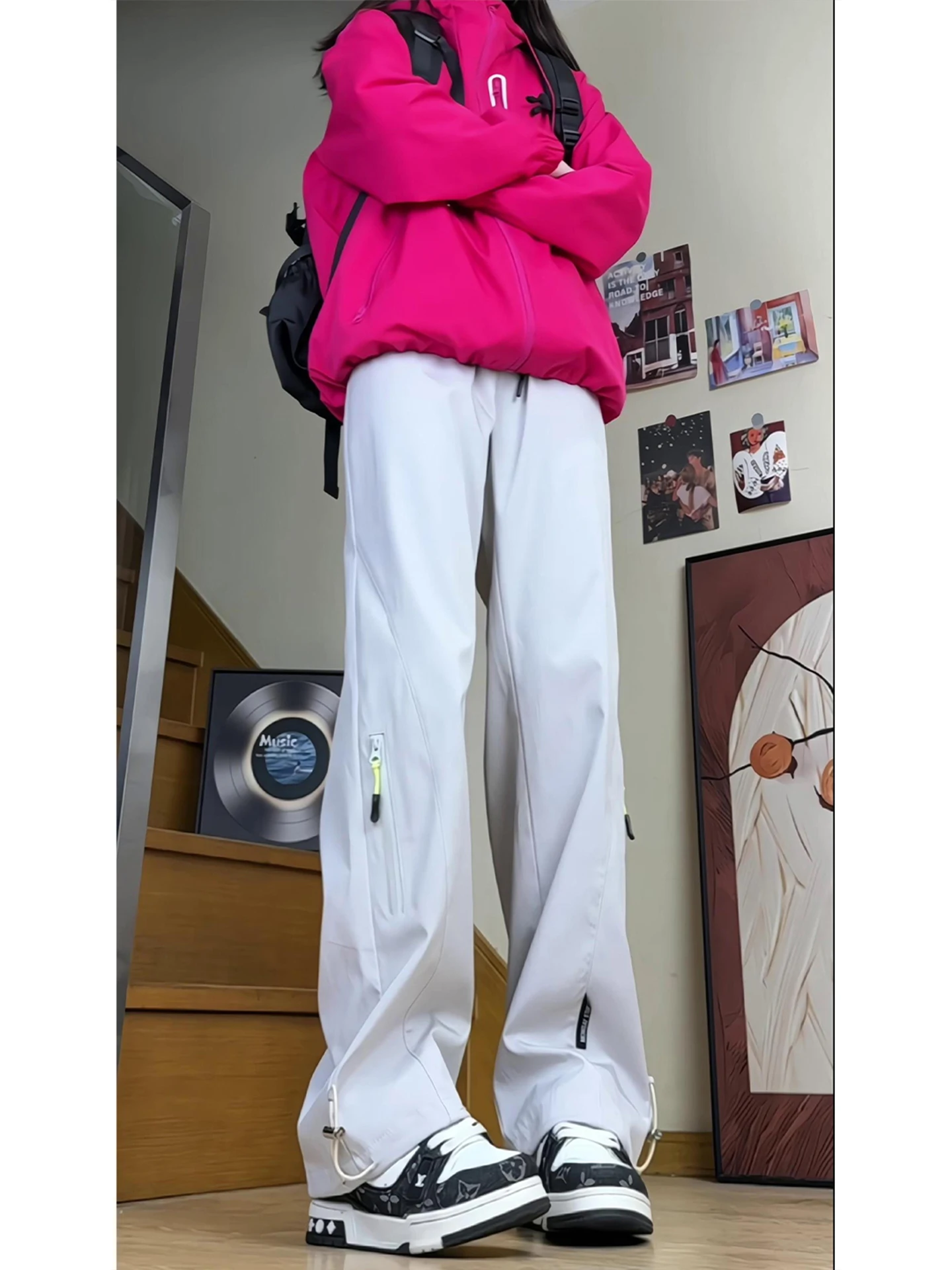 Thiened Fce Lined Outdoor Sports Men's Straight Leg Soft ell Pants Zipper Side ket Mountain Climbing Trousers
