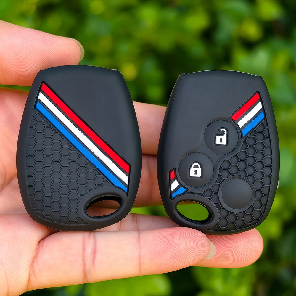 Silicone Car Key Case For Renault Trafic Clio Duster Logan Dacia Logan Duster Sandero For Nissan Terrano Almera Key Caps Shell