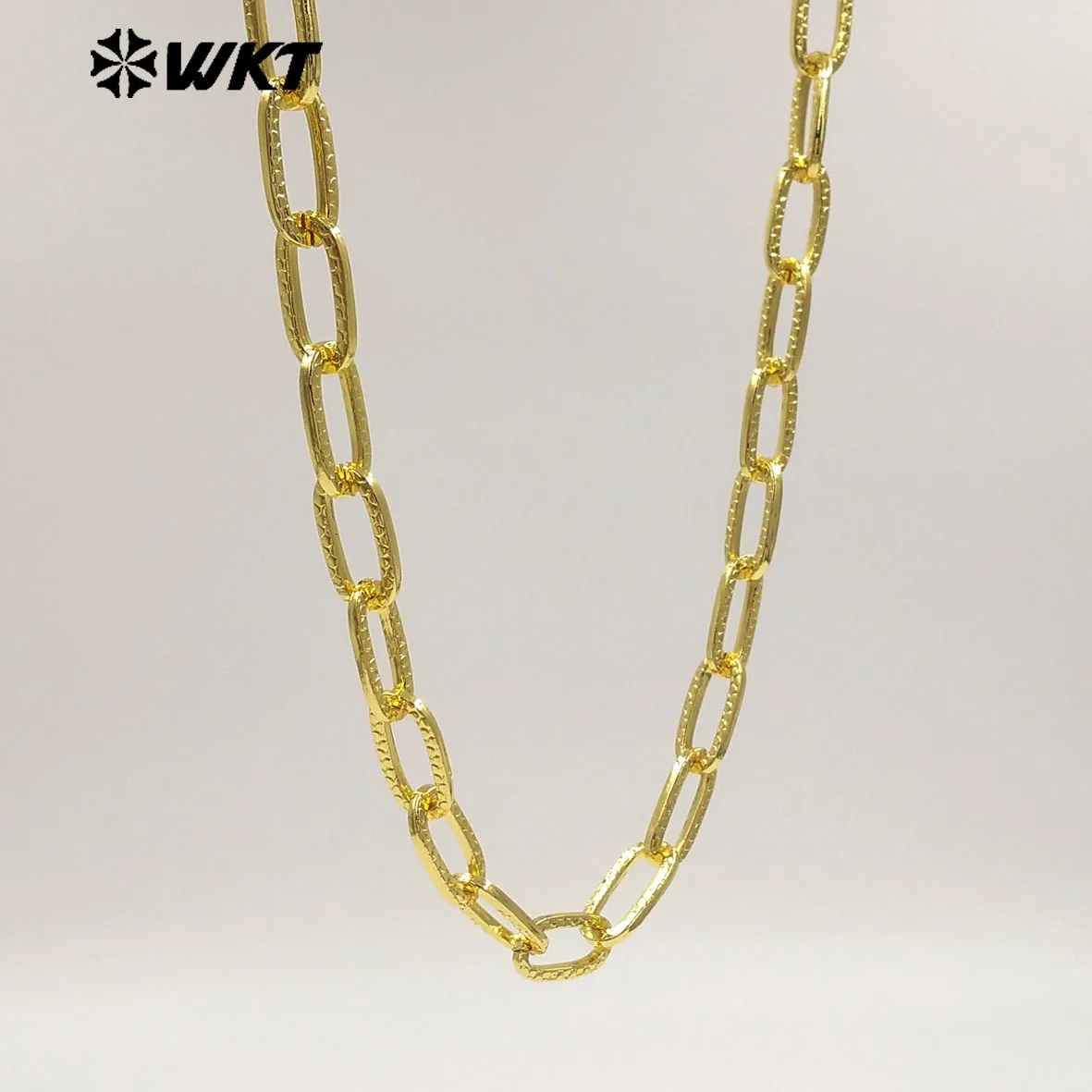 WT-BC273 Newest Design Yellow Brass Gold Electroplated Rectangle Carved Patterns Metal Thick Chains For Jewelry DIY Making